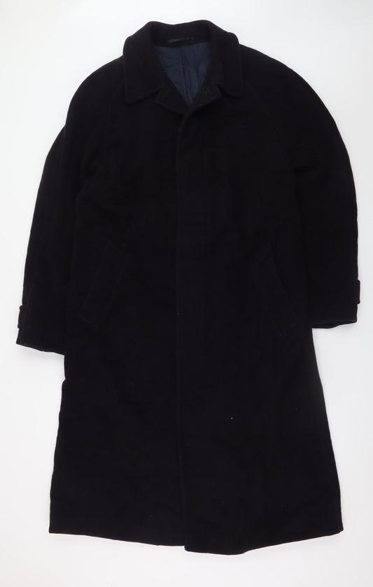 Cezan La Collezione Men's Black Wool Long Overcoat Size 40 Regular