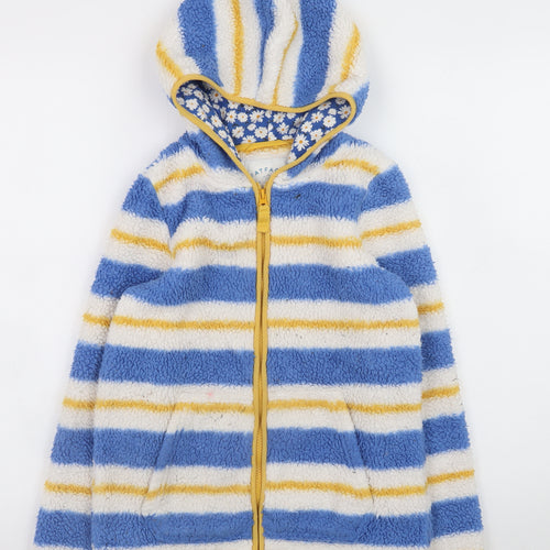FatFace Girls Blue Striped Full Zip Hooded Fleece Jacket 9-10 Years
