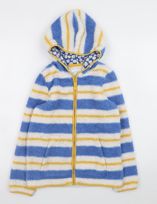 FatFace Girls Blue Striped Full Zip Hooded Fleece Jacket 9-10 Years