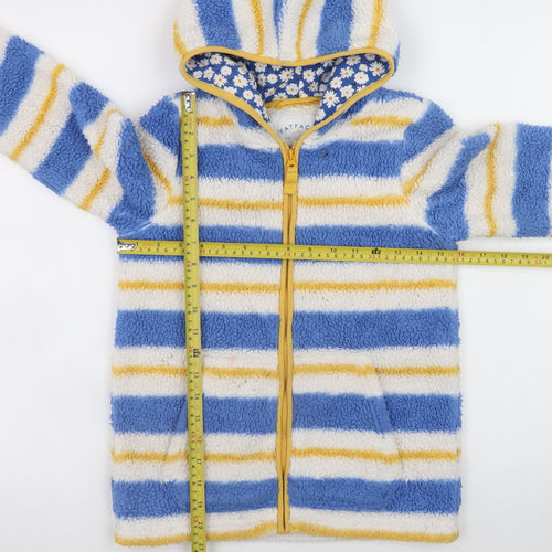 FatFace Girls Blue Striped Full Zip Hooded Fleece Jacket 9-10 Years