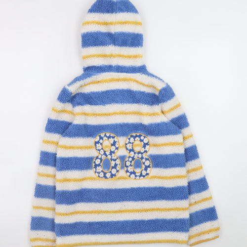 FatFace Girls Blue Striped Full Zip Hooded Fleece Jacket 9-10 Years