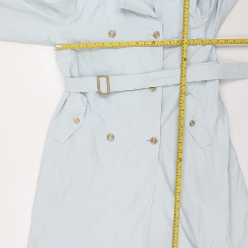 Four Seasons Womens Blue XL Long Trench Coat Belted Waterproof Classic