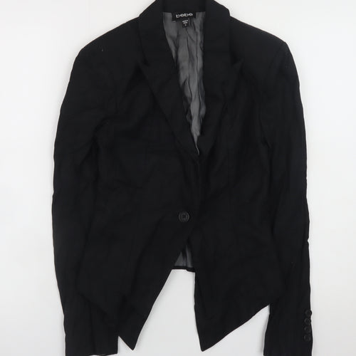 bebe Womens Black Slim Fit Blazer Size 8 Classic Business Jacket