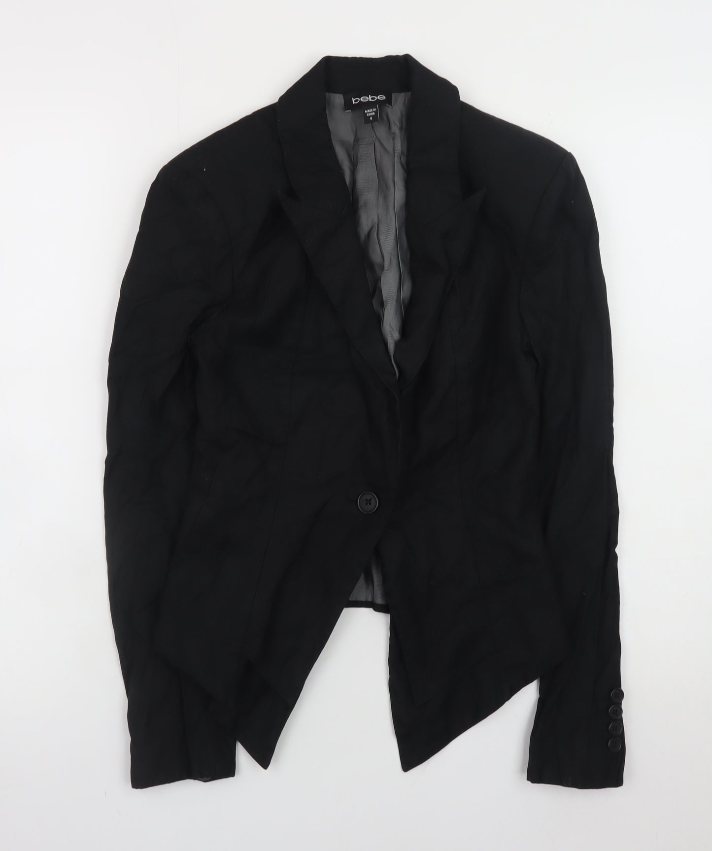 bebe Womens Black Slim Fit Blazer Size 8 Classic Business Jacket