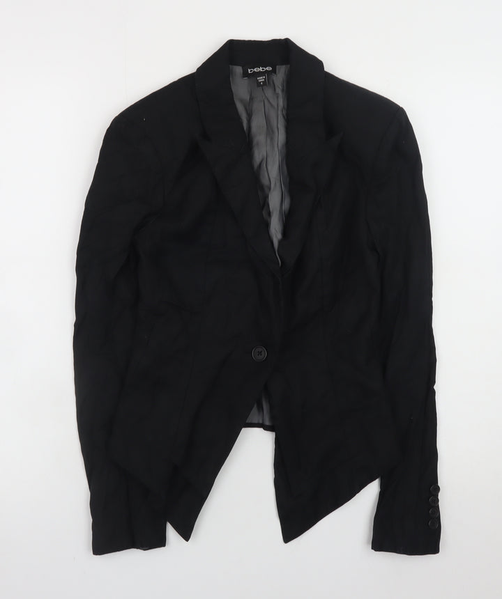 bebe Womens Black Slim Fit Blazer Size 8 Classic Business Jacket