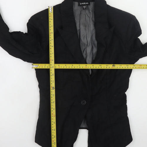 bebe Womens Black Slim Fit Blazer Size 8 Classic Business Jacket