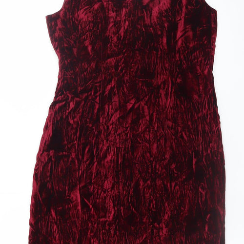 Susan Gillis-Browne Women Red Velvet Bodycon Dress Size 4 Knee Length