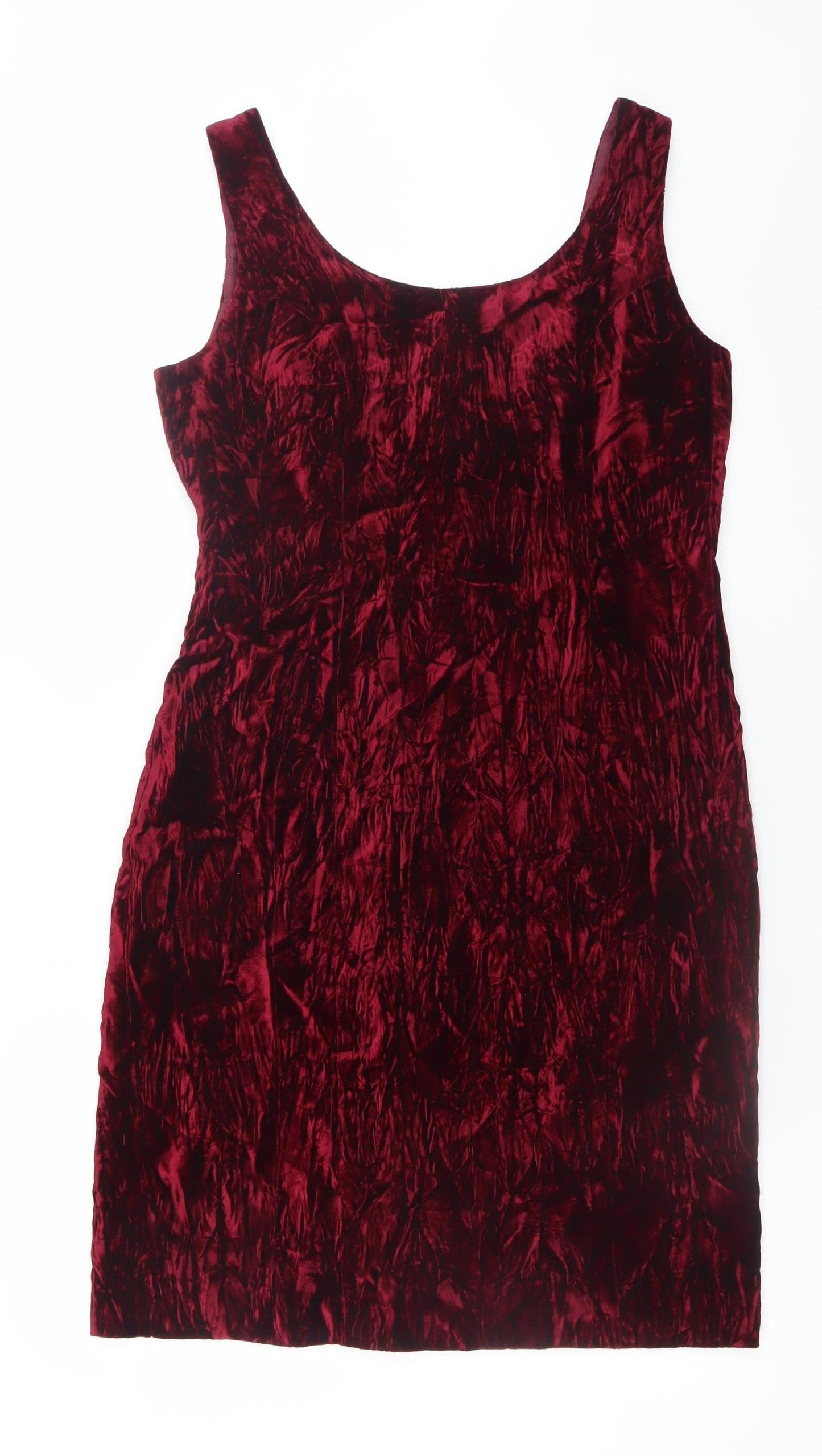 Susan Gillis-Browne Women Red Velvet Bodycon Dress Size 4 Knee Length