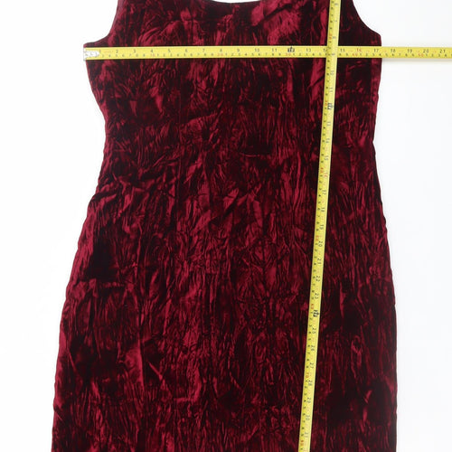 Susan Gillis-Browne Women Red Velvet Bodycon Dress Size 4 Knee Length