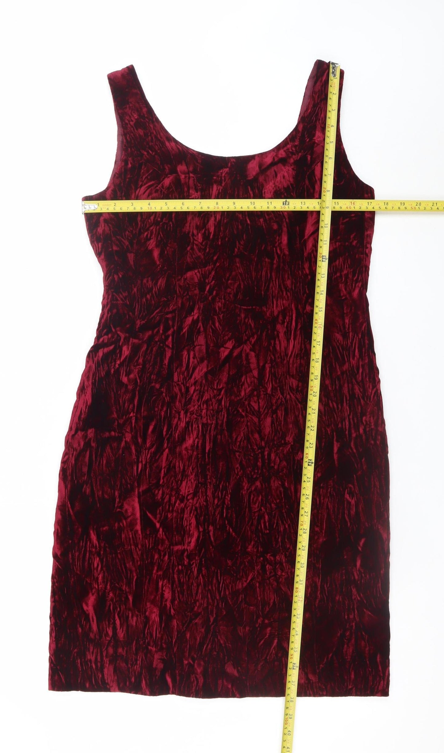 Susan Gillis-Browne Women Red Velvet Bodycon Dress Size 4 Knee Length