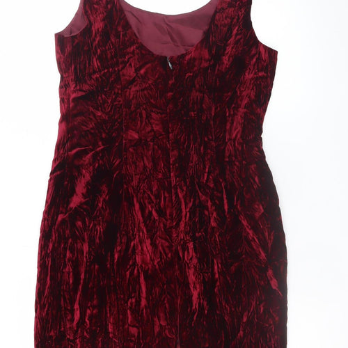Susan Gillis-Browne Women Red Velvet Bodycon Dress Size 4 Knee Length