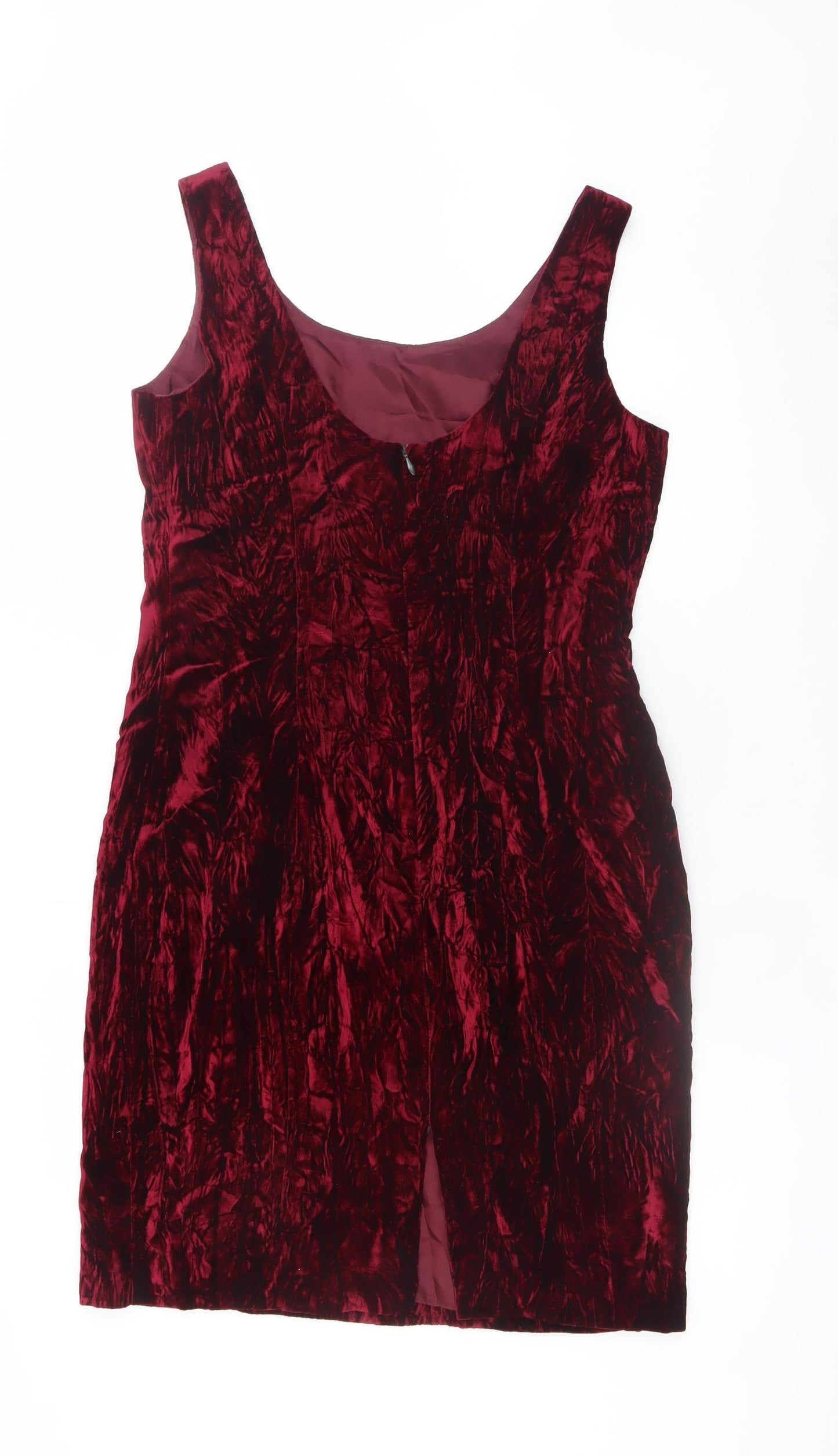 Susan Gillis-Browne Women Red Velvet Bodycon Dress Size 4 Knee Length