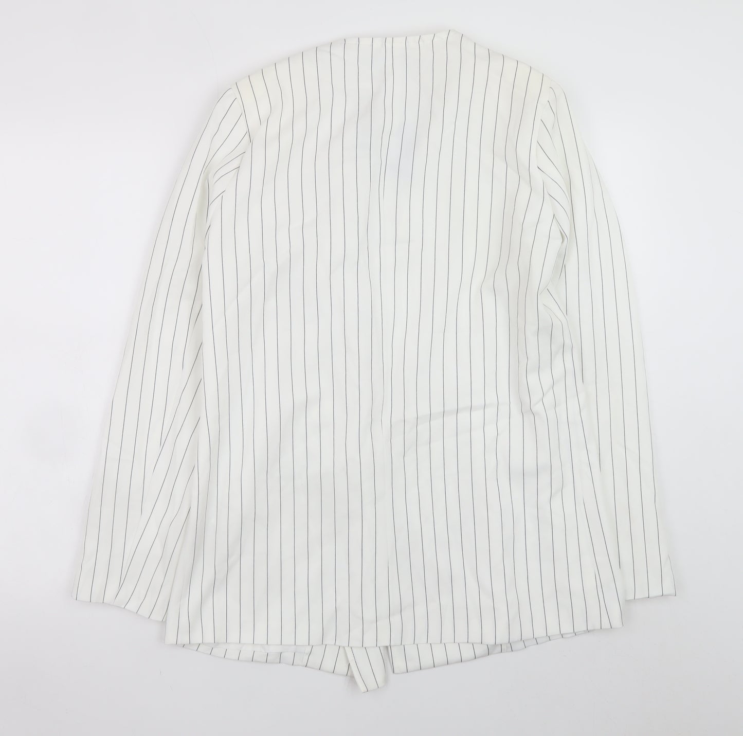 PrettyLittleThing Women’s White Striped Longline Blazer UK 10