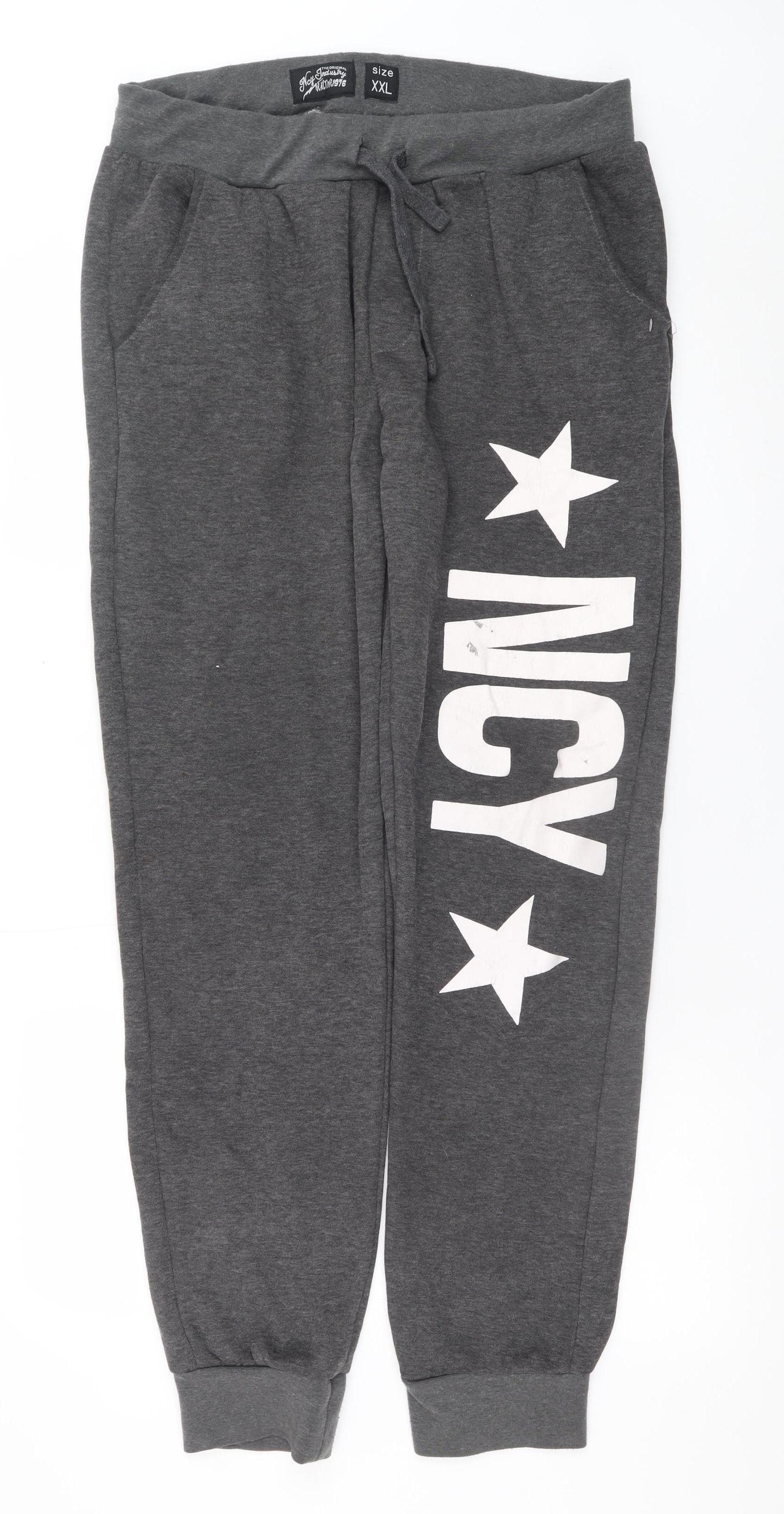 Ncy Industry Women's Grey Jogger Trousers 2XL Elastic Waist