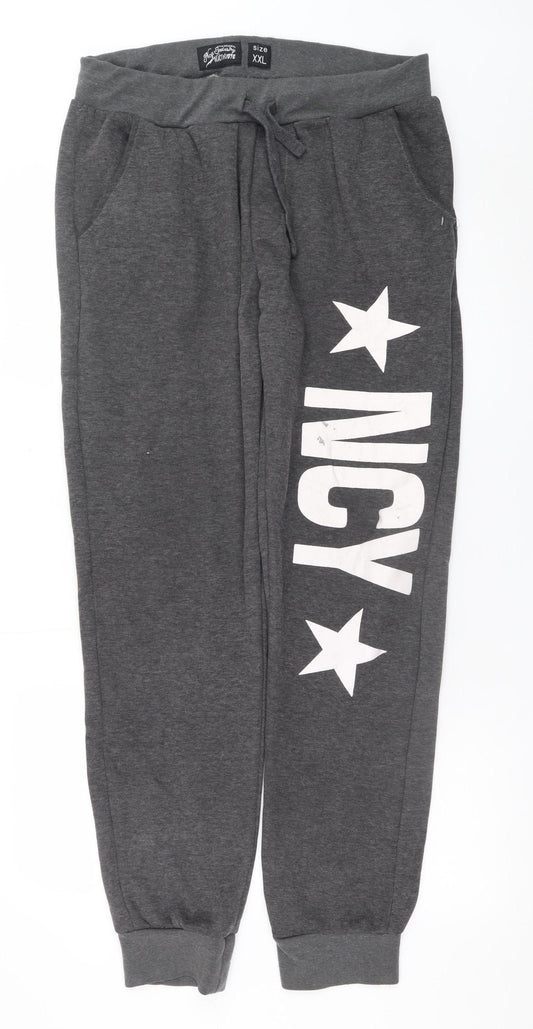 Ncy Industry Women's Grey Jogger Trousers 2XL Elastic Waist