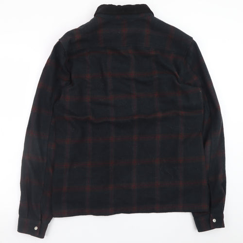 River Island Men's Black Check Overshirt L Zip Long Sleeve Flannel