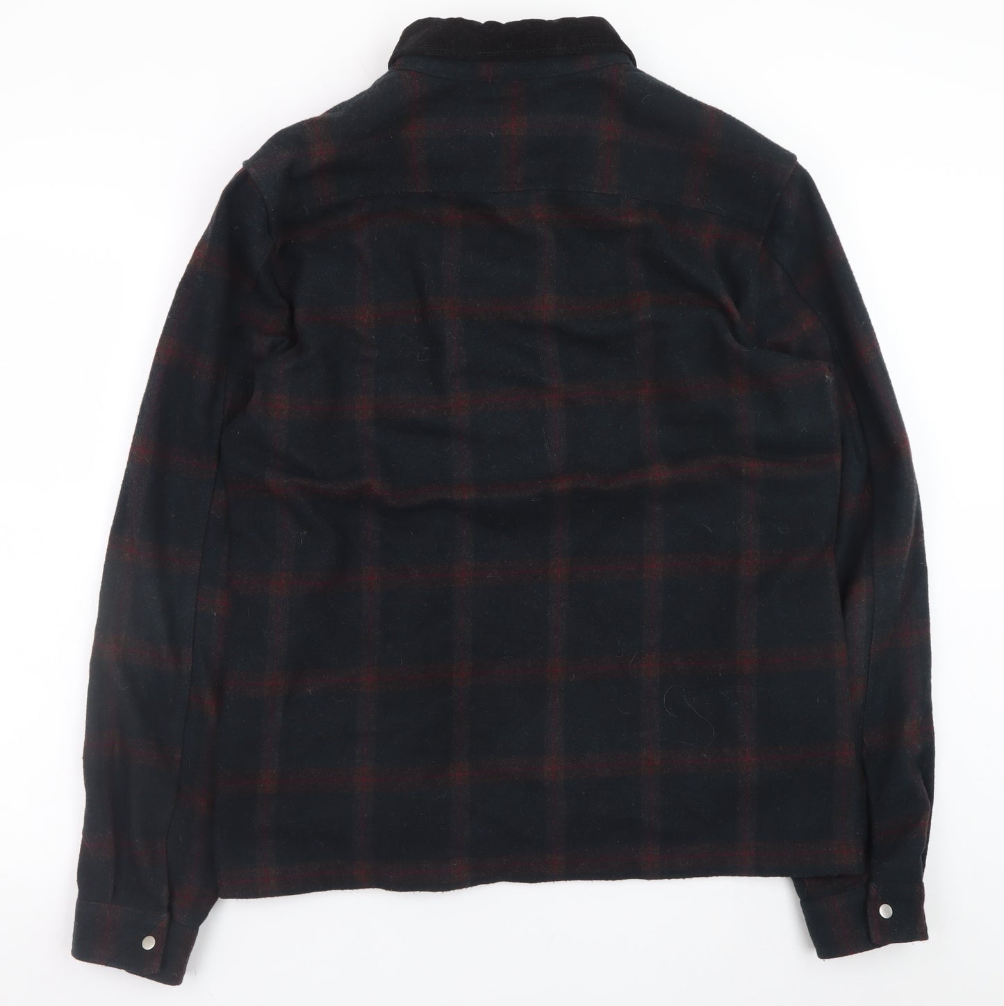 River Island Men's Black Check Overshirt L Zip Long Sleeve Flannel
