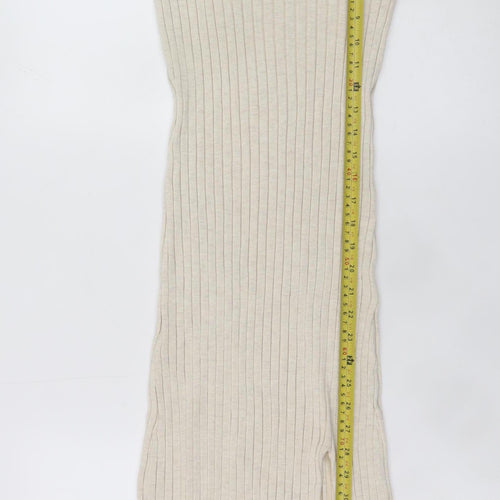 H&M Teens Beige Long Sleeve Rib Knit Bodycon Dress Size 8-10