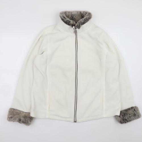 Debenhams Women’s White Faux Fur Trim Fleece Zip Jacket Size 22
