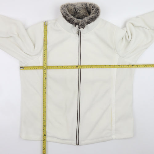 Debenhams Women’s White Faux Fur Trim Fleece Zip Jacket Size 22