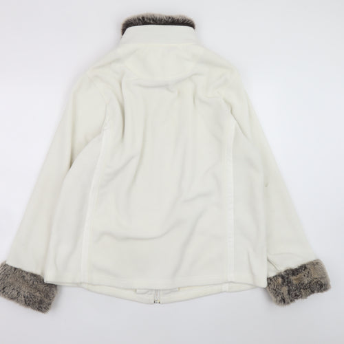 Debenhams Women’s White Faux Fur Trim Fleece Zip Jacket Size 22