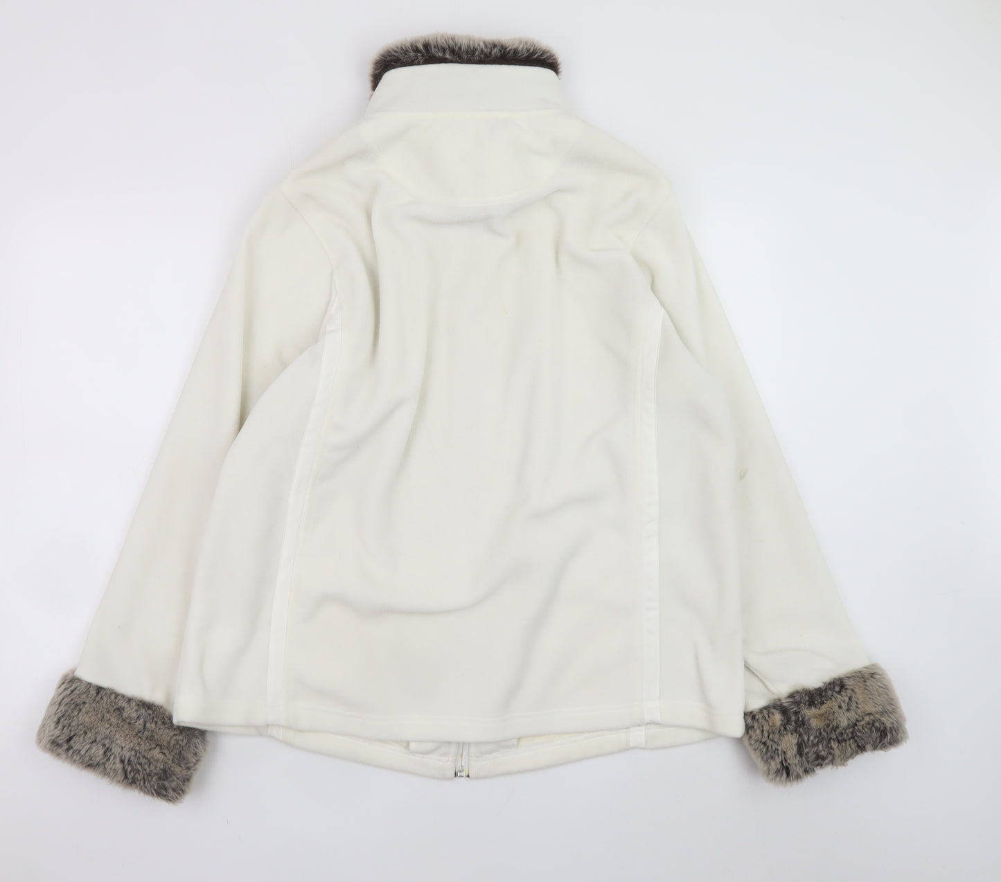 Debenhams Women’s White Faux Fur Trim Fleece Zip Jacket Size 22