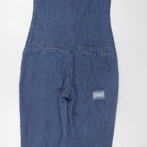 PrettyLittleThing Women's Blue Denim Sleeveless Button Jumpsuit UK 8