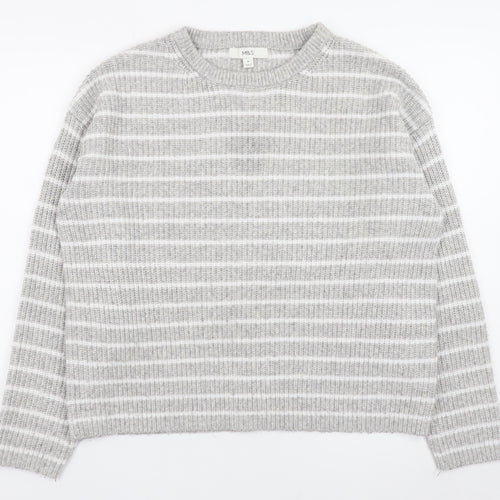 Marks and Spencer Women’s Grey Striped Knit Waffle Jumper Size M