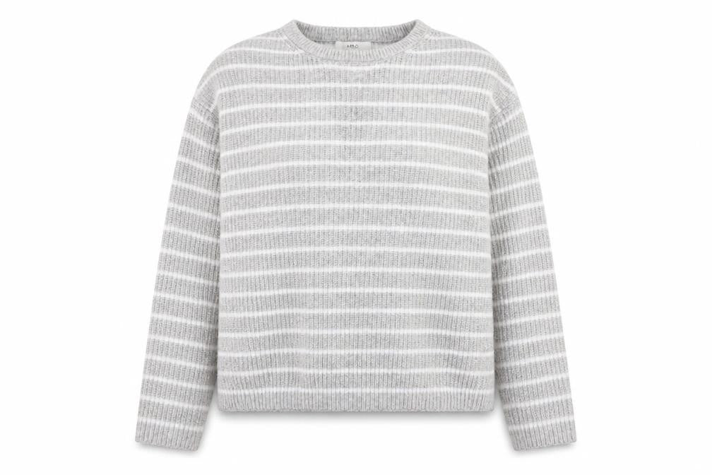 Marks and Spencer Women’s Grey Striped Knit Waffle Jumper Size M