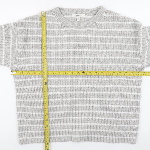 Marks and Spencer Women’s Grey Striped Knit Waffle Jumper Size M