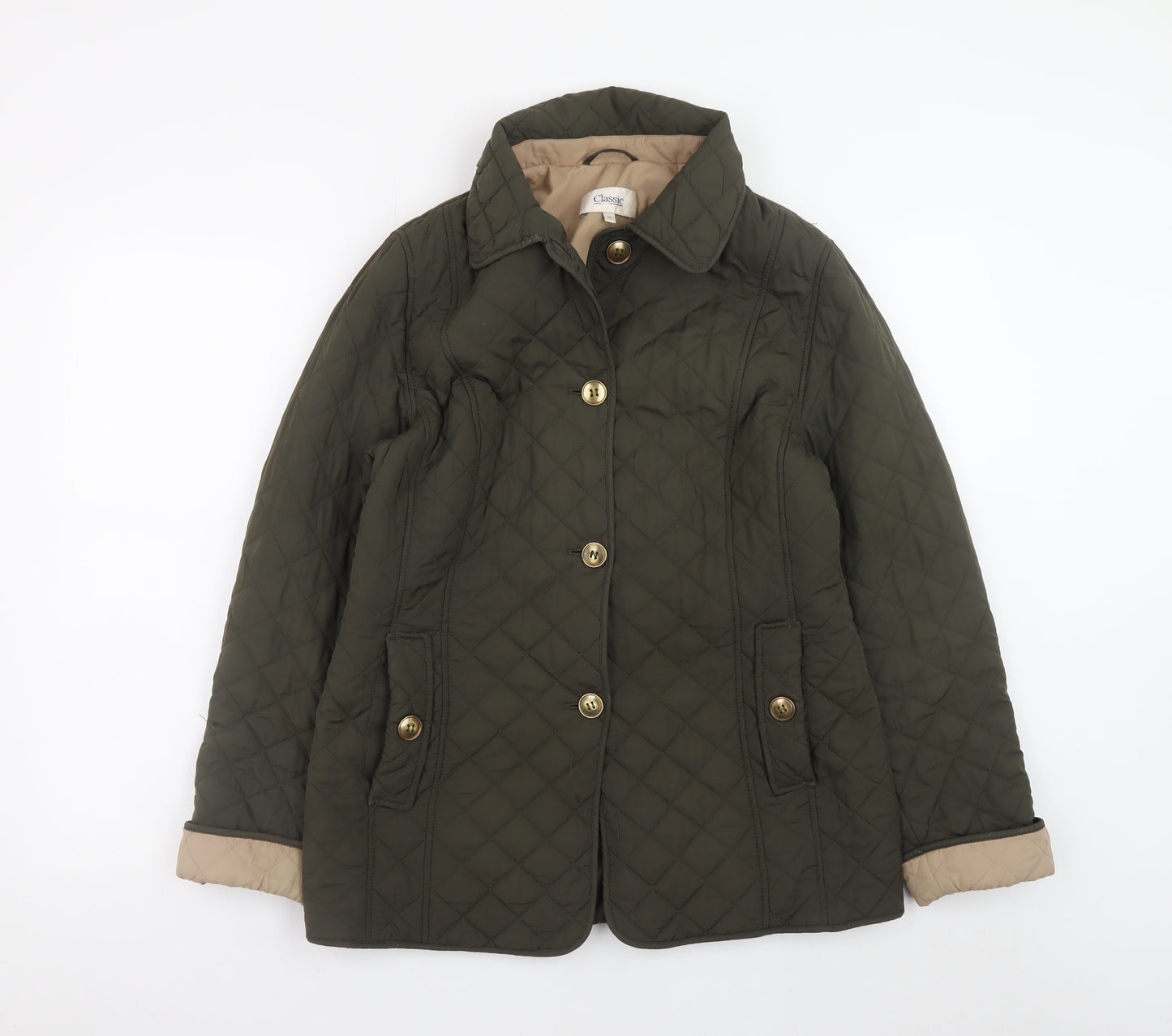Marks and Spencer Women’s Green Quilted Mid-Length Jacket UK 12