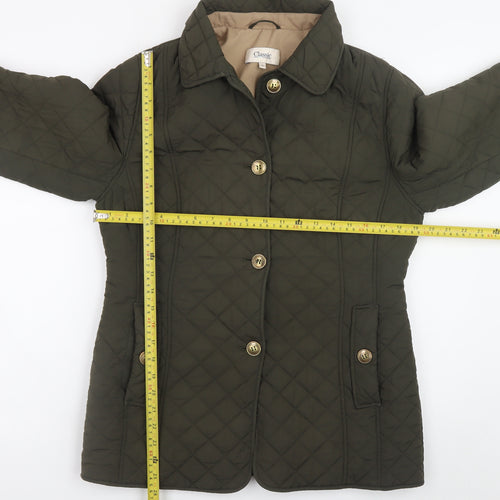 Marks and Spencer Women’s Green Quilted Mid-Length Jacket UK 12