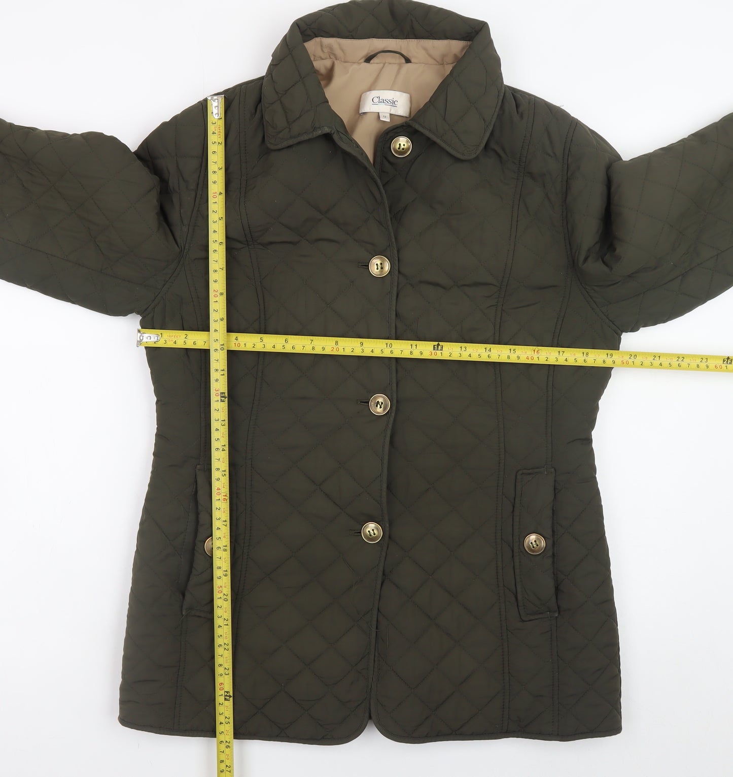 Marks and Spencer Women’s Green Quilted Mid-Length Jacket UK 12