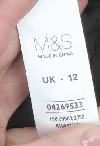 Marks and Spencer Women’s Green Quilted Mid-Length Jacket UK 12
