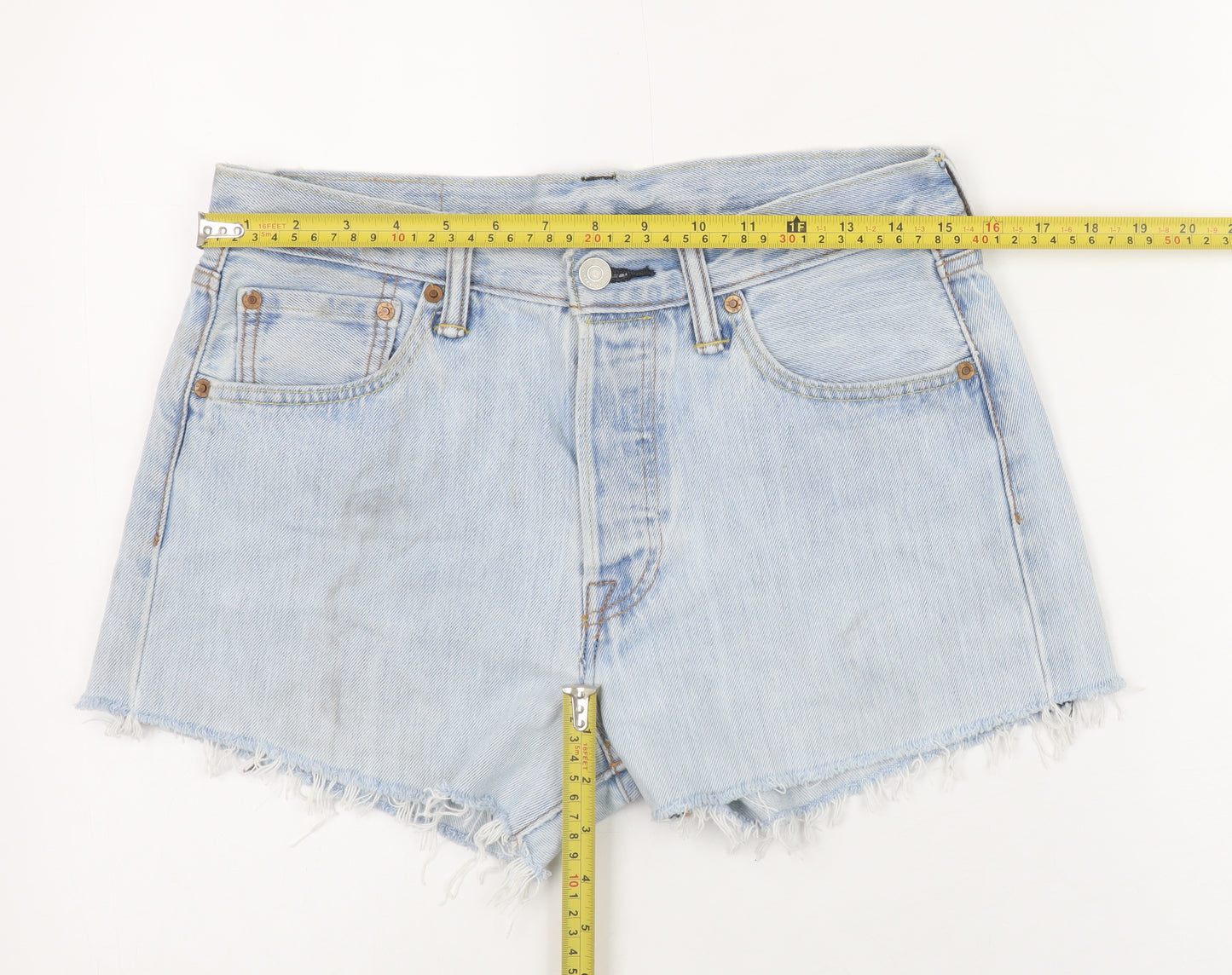 Levi's Women Blue 501 High Rise Cut-Off Denim Shorts Size 12