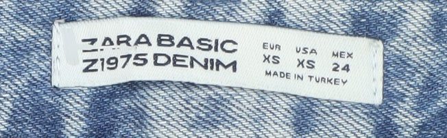 Zara Women Blue Embroidered Denim Mini Skirt XS