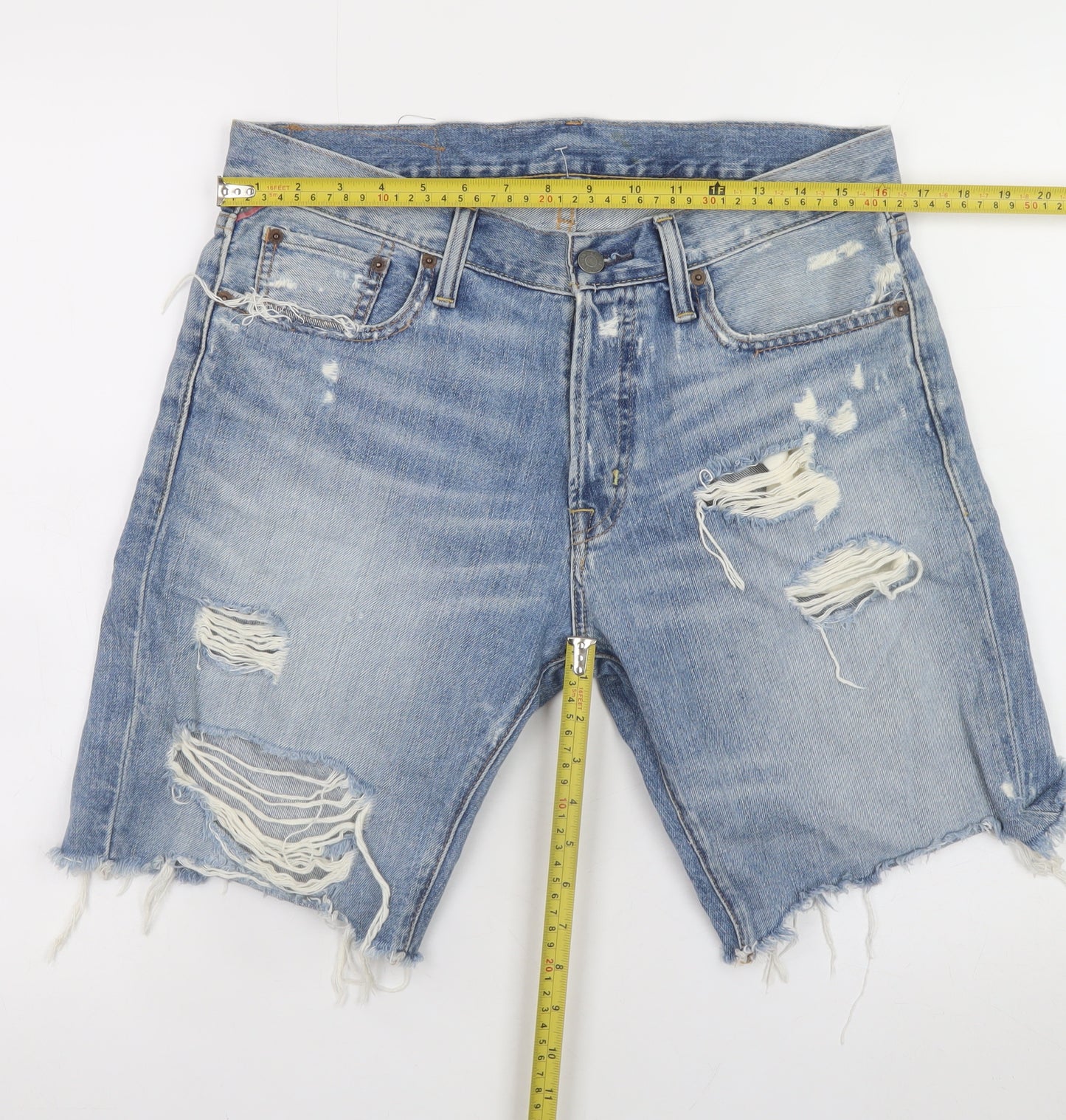 Ralph Lauren Denim & Supply Men's Blue Distressed Denim Shorts Size 30