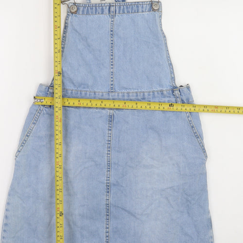 New Look Women Blue Denim Pinafore Dress Size 8 Casual Style
