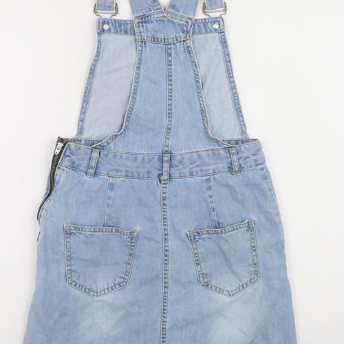 New Look Women Blue Denim Pinafore Dress Size 8 Casual Style