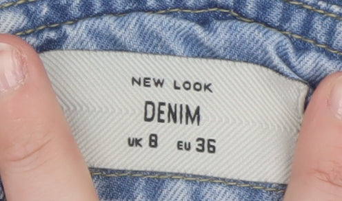 New Look Women Blue Denim Pinafore Dress Size 8 Casual Style