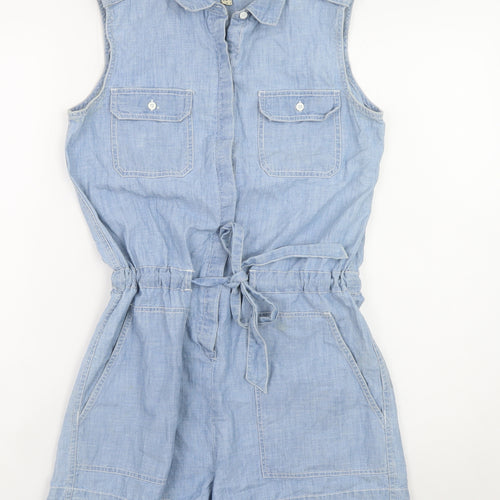 Jack Wills Women's Blue Chambray Cotton Sleeveless Playsuit UK 6