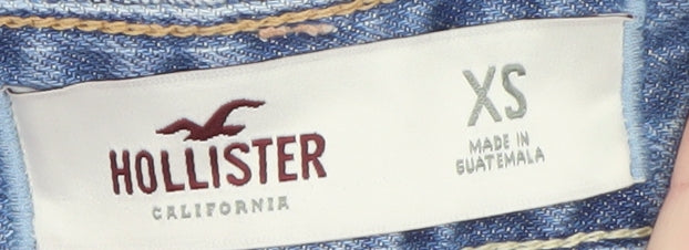 Hollister Women's Blue Denim Dungaree Playsuit XS Distressed