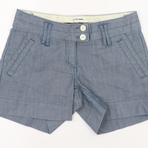 Vero Moda Women Blue Chino Denim Shorts Size 6 Cotton