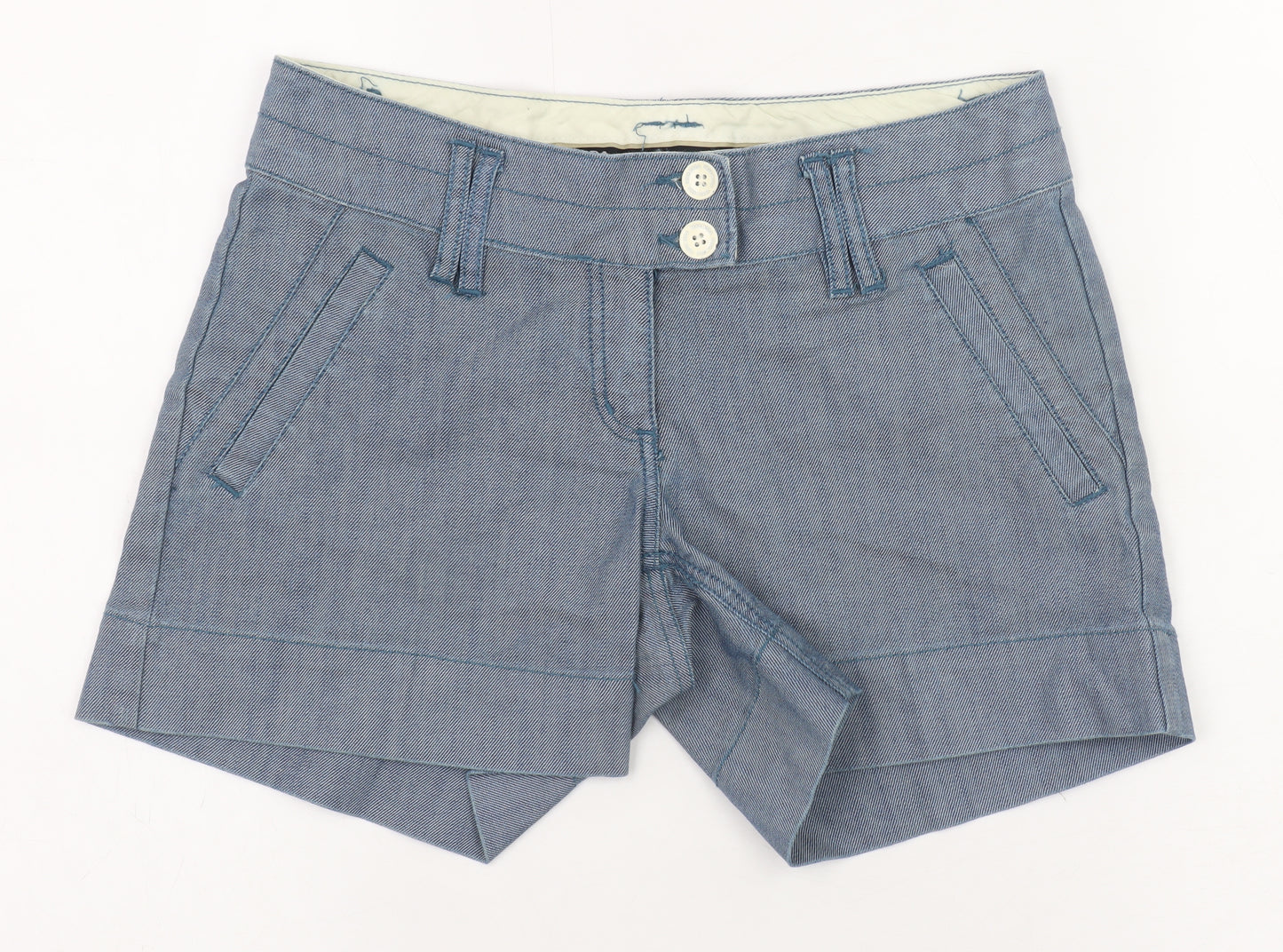 Vero Moda Women Blue Chino Denim Shorts Size 6 Cotton