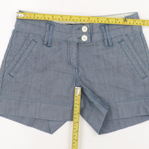 Vero Moda Women Blue Chino Denim Shorts Size 6 Cotton