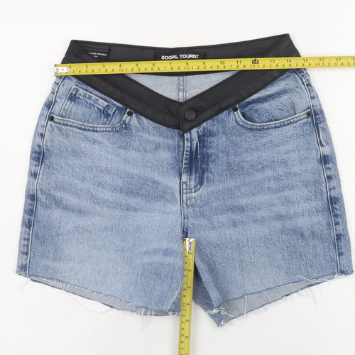 Social Tourist Unisex Blue Denim Frayed Shorts Size W28 Regular Fit