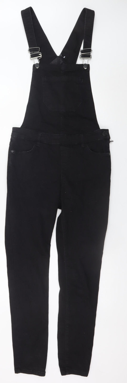 New Look Womens Black Denim Stretch Dungaree UK 10 Regular Fit