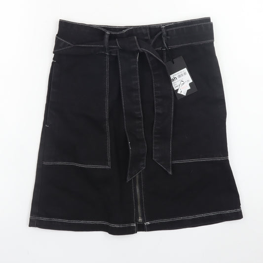 Firetrap Women's Black Knee Length Pencil Skirt Size S Denim Style
