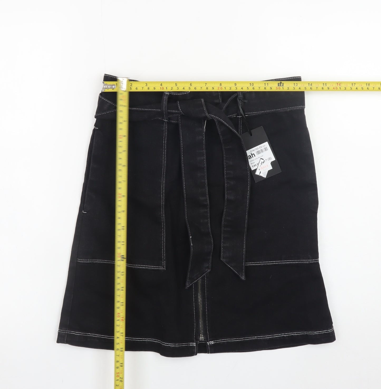 Firetrap Women's Black Knee Length Pencil Skirt Size S Denim Style