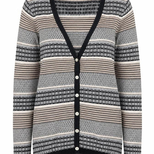 Paul Costelloe Women’s Beige Striped Linen Blend V-Neck Cardigan Size S